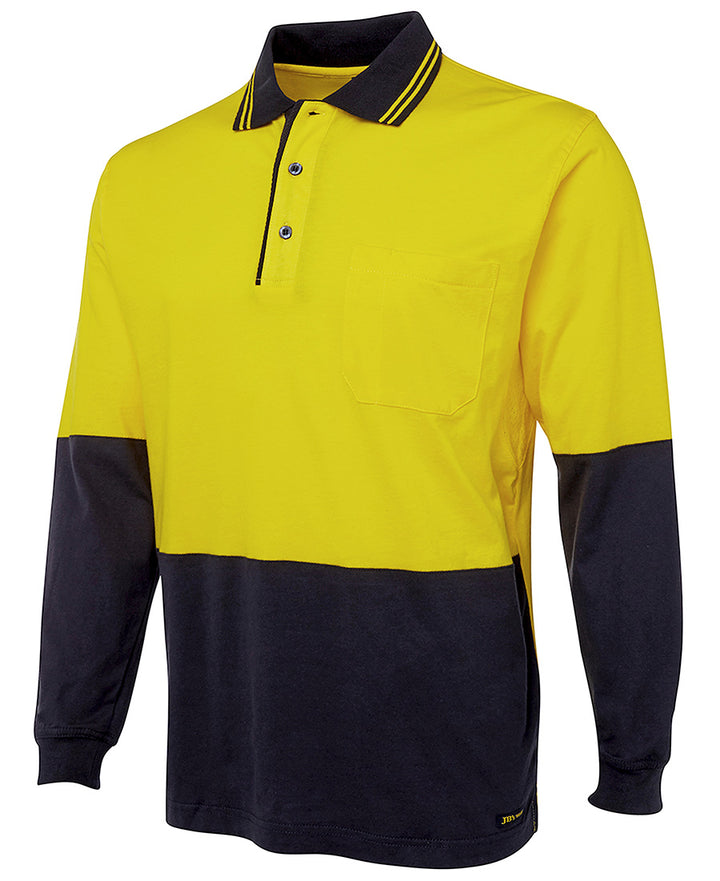 6CPHL - JB's Wear - Hi Vis 100% Cotton Long Sleeve Polo (Day) - 210gsm