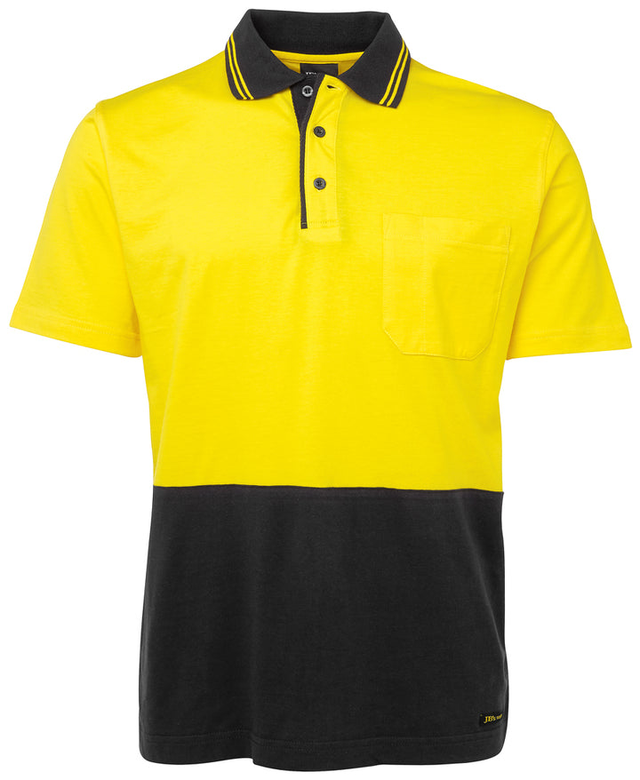 6CPHV - JB's Wear - Hi-Vis 100% Cotton Short Sleeve Polo (Day) - 180gsm - 6CPHV Yellow/Black