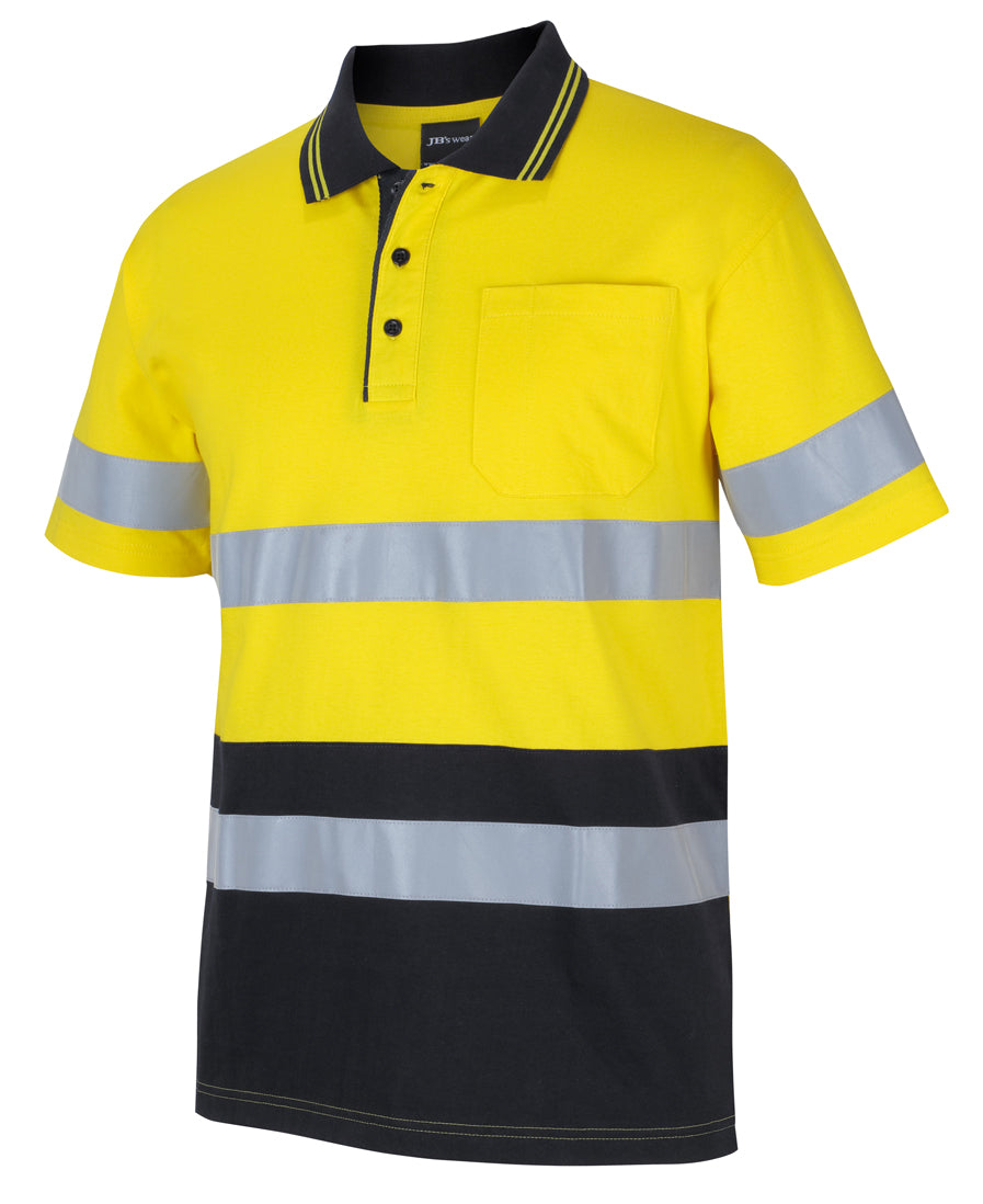 6DCPS - JB's Wear - Hi-Viz Short Sleeve Cotton Polo (Day/Night) Yellow/Black