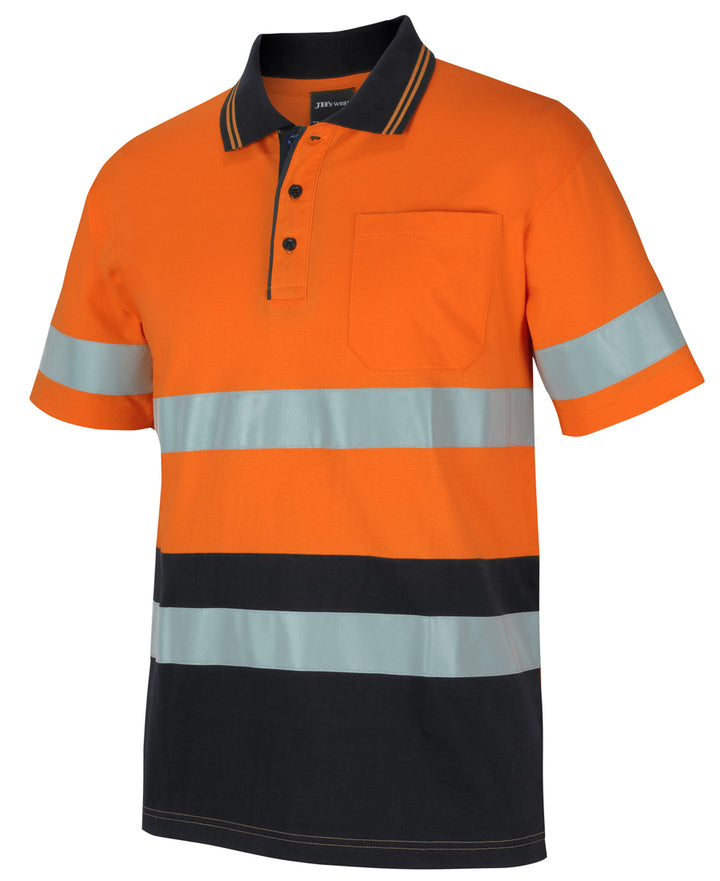 6DCPS - JB's Wear - Hi-Viz Short Sleeve Cotton Polo (Day/Night) Orange/Black