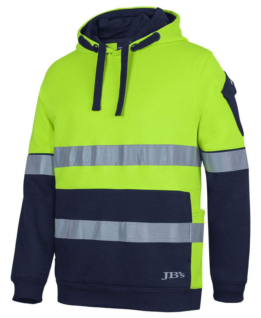 6DNVH - JB's Wear - Hi-Vis D+N 350g Trade Hoodie Lime/Navy
