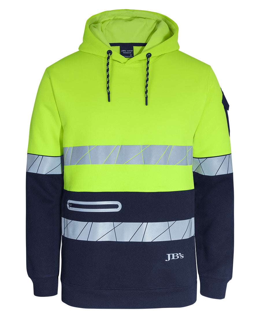 6DPFP - JB's Wear - Hi-Vis 450g Pullover Hoodie with Frag Tape Lime/Navy