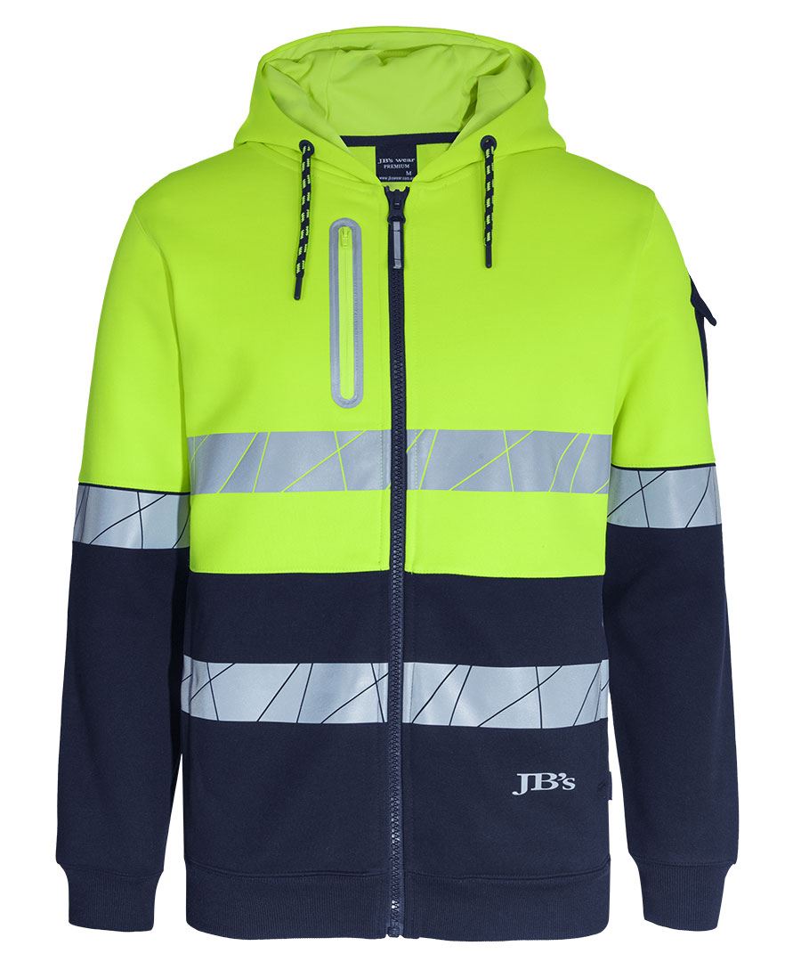 6DPFZ - JB's Wear - Hi-Vis 450g Full Zip Hoodie with Fragmented Tape Lime/Navy