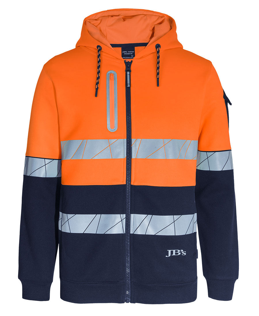 6DPFZ - JB's Wear - Hi-Vis 450g Full Zip Hoodie with Fragmented Tape Orange/Navy