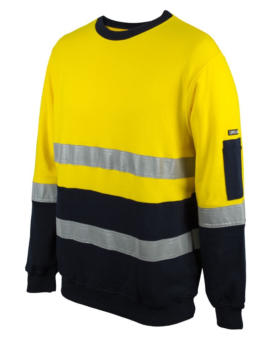 6DVCM - JB's Wear - Hi-Vis (D+N) 310gsm Cotton Crew Neck Yellow/Navy