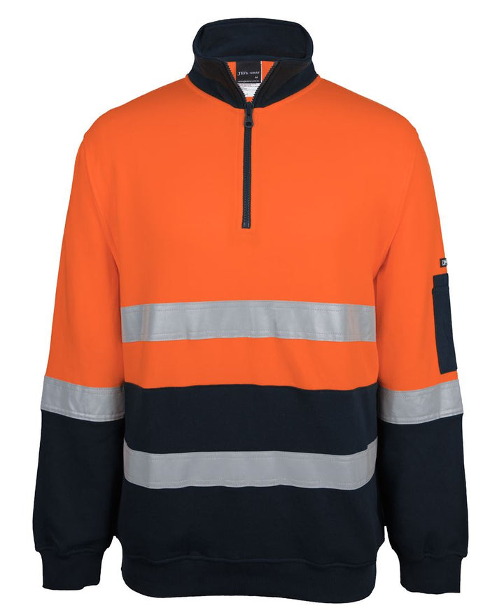 6DVFM - JB's Wear - Hi Vis 310g Cotton 1/2 Zip Fleece (Day/Night) Orange/Navy