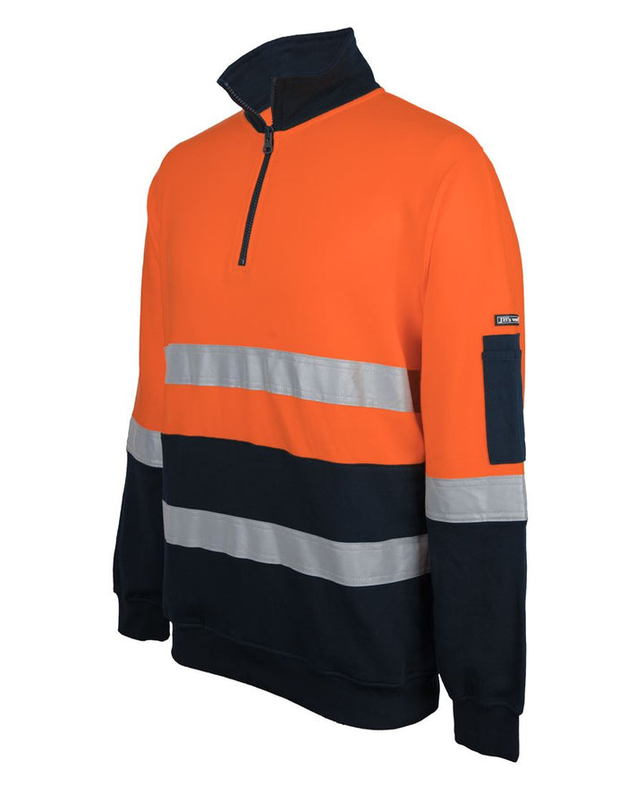 6DVFM - JB's Wear - Hi Vis 310g Cotton 1/2 Zip Fleece (Day/Night) - NEW