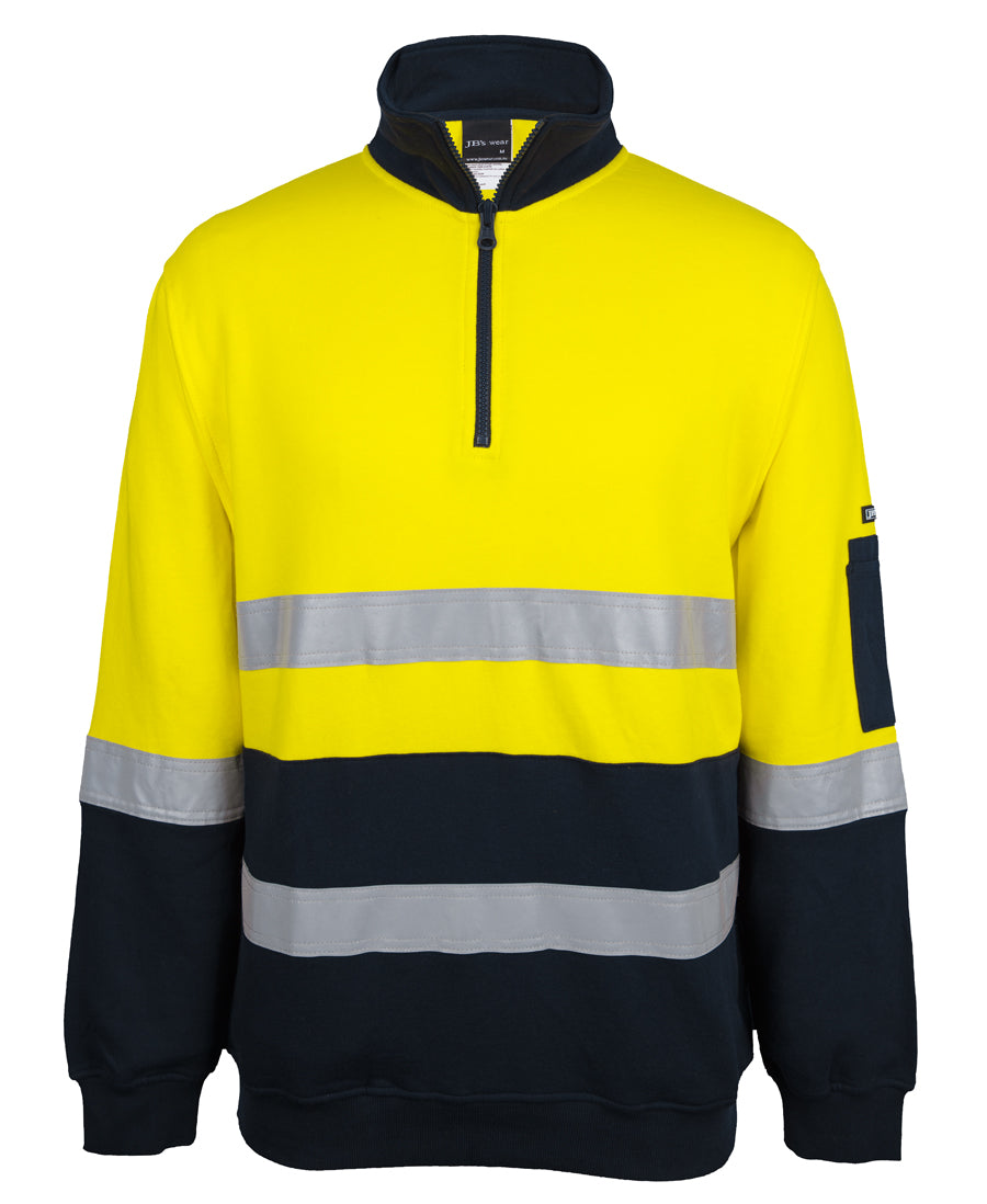 6DVFM - JB's Wear - Hi Vis 310g Cotton 1/2 Zip Fleece (Day/Night) Yellow/Navy