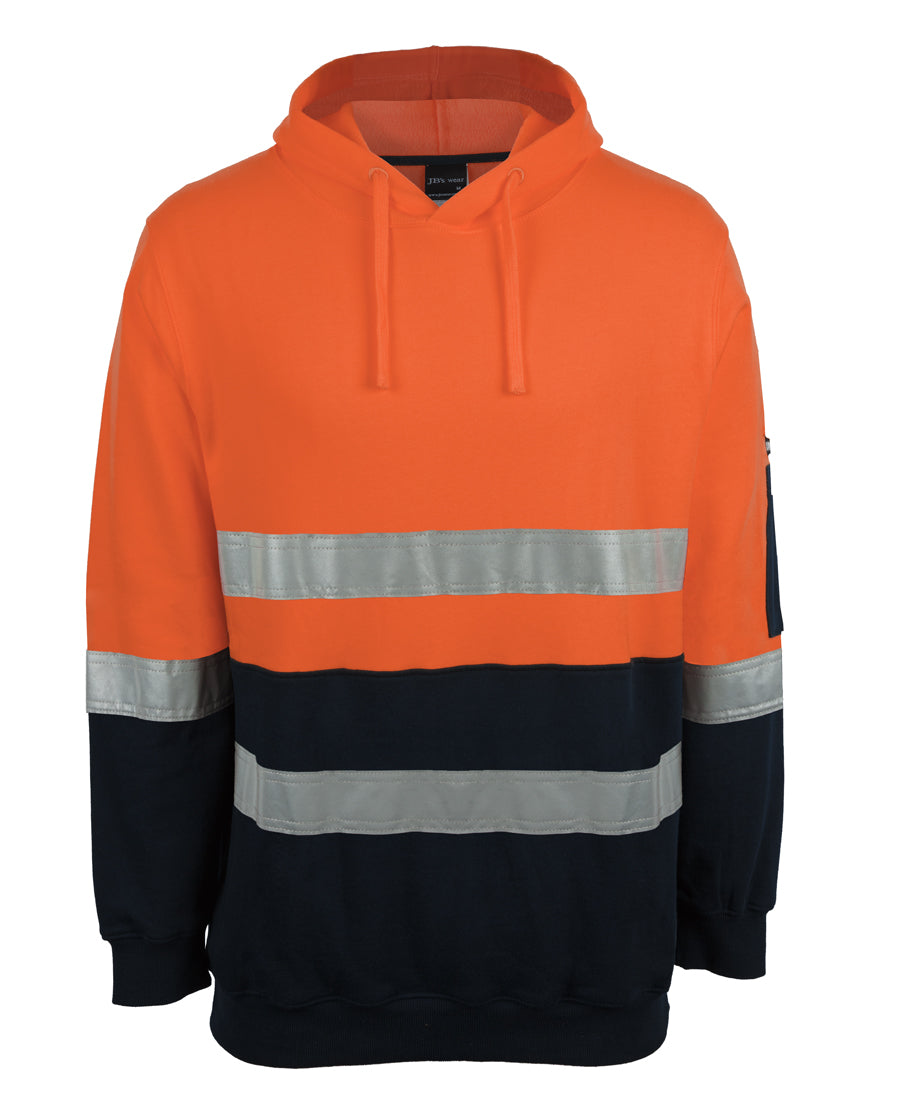 6DVPM - JB's Wear - Hi Vis 310g Cotton Pullover Fleece Hoodie (Day/Night) Orange/Navy