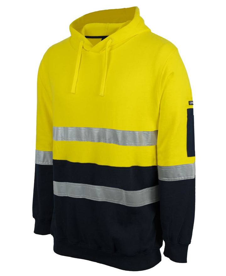 6DVPM - JB's Wear - Hi Vis 310g Cotton Pullover Fleece Hoodie (Day/Night) Yellow/Navy