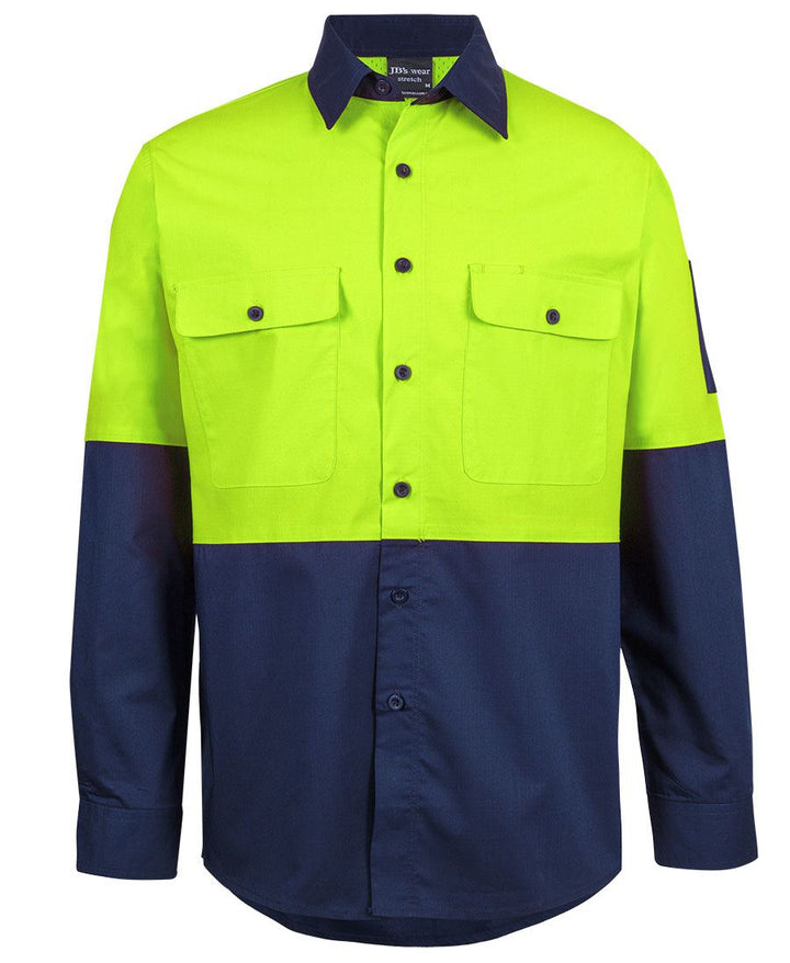 6HRFL -  JB's Wear - Hi-Vis Class F Ripstop L/S Shirt 145g Lime/Navy