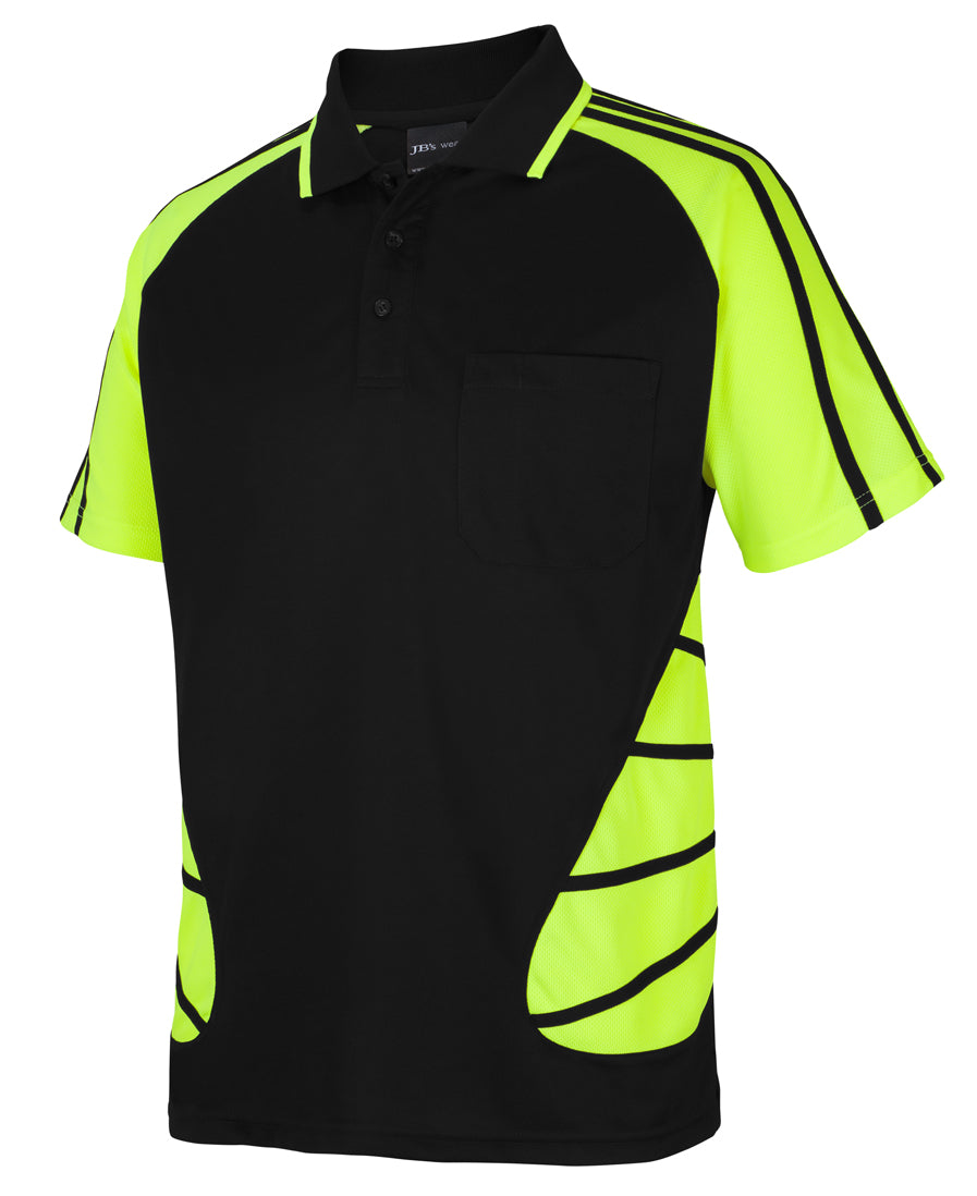 6HSSP - JB's Wear - Hi-Viz Street Spider Polo Black/lime