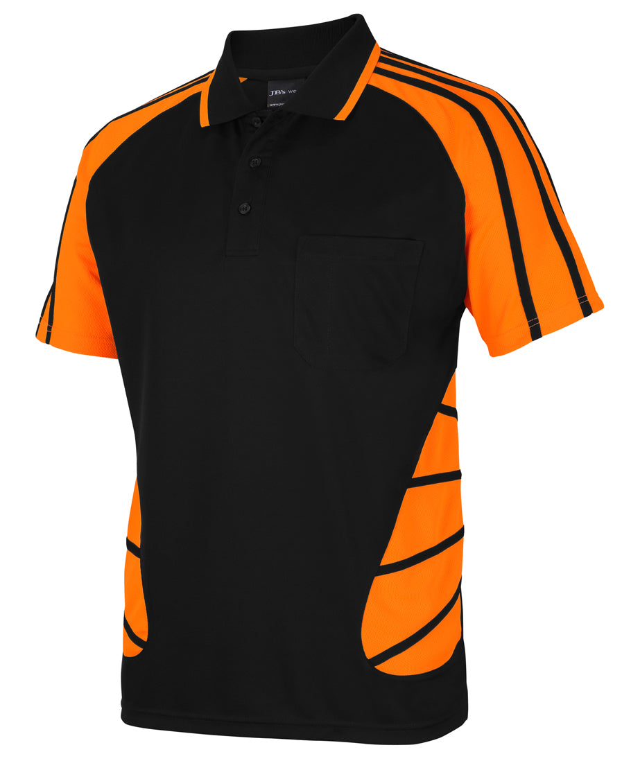 6HSSP - JB's Wear - Hi-Viz Street Spider Polo Orange/Black