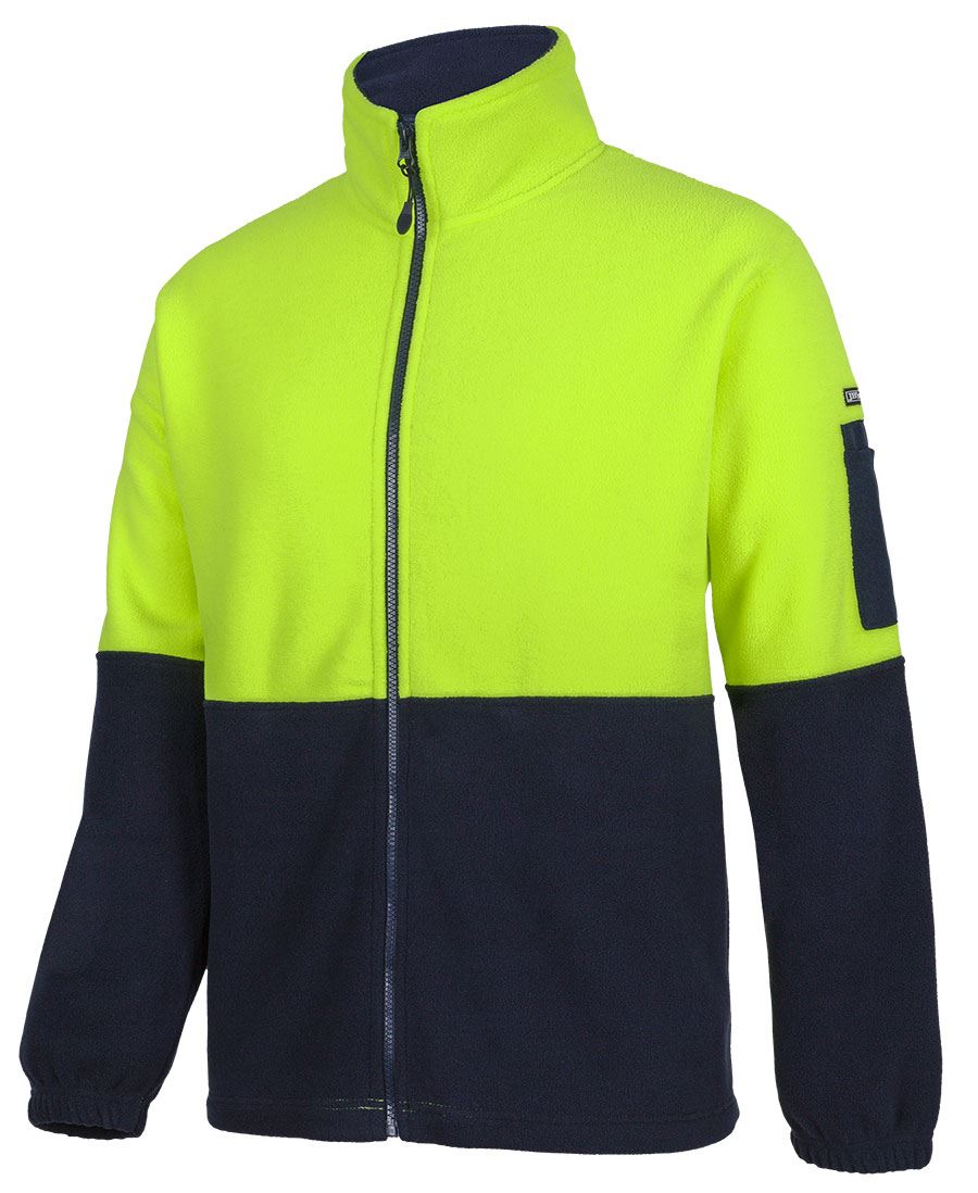 6HVPE - JB's Wear - Hi-Vis Full Zip Polar Fleece Lime/Navy