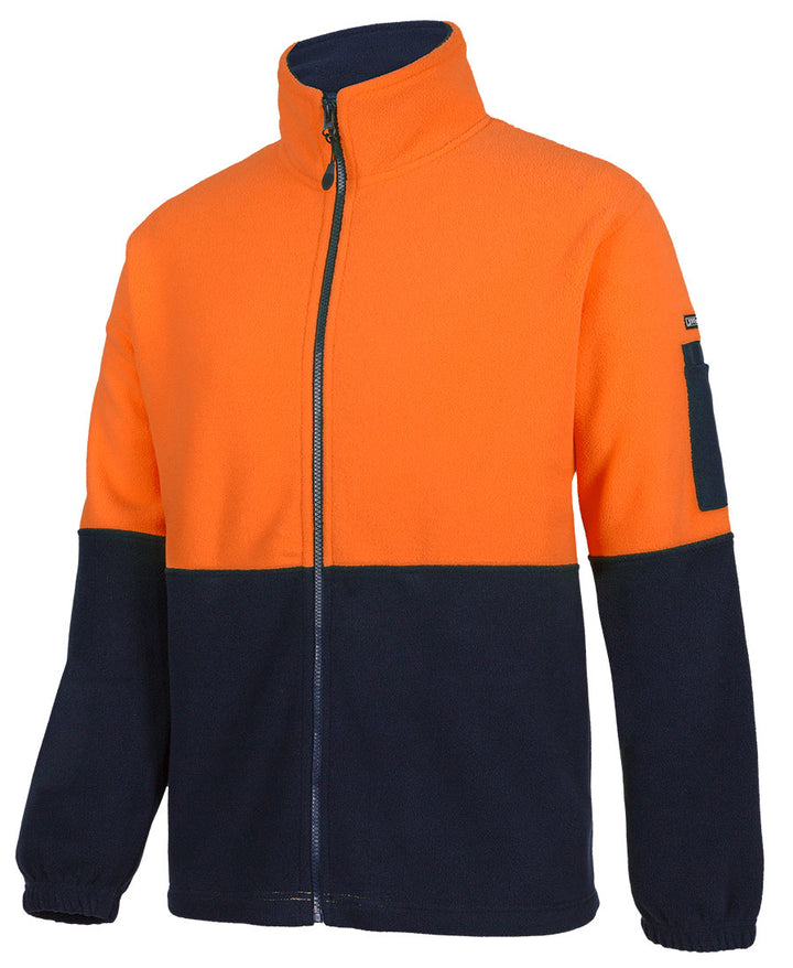 6HVPE - JB's Wear - Hi-Vis Full Zip Polar Fleece Orange/Navy