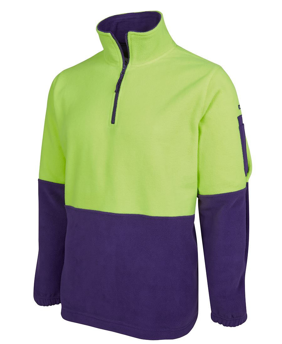 6HVPF - JB's Wear - Hi-Vis 1/2 zip Polar Fleece - Clearance Colour - Lime/Purple