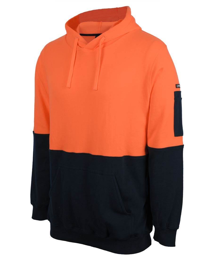 6HVPM - JB's Wear - Hi-Vis 310gsm Cotton Pullover Hoodie Orange/Navy