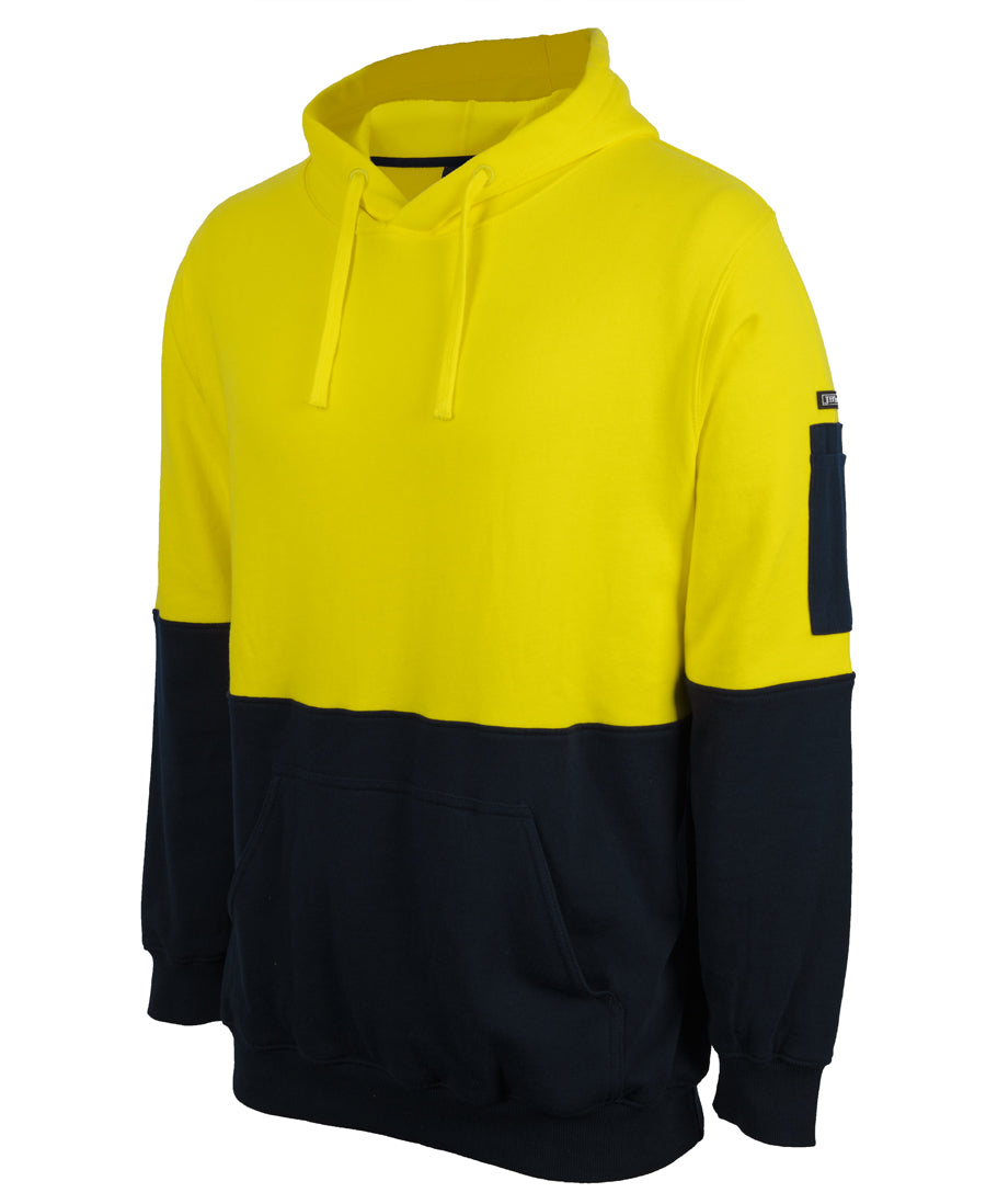 6HVPM - JB's Wear - Hi-Vis 310gsm Cotton Pullover Hoodie Yellow/Navy