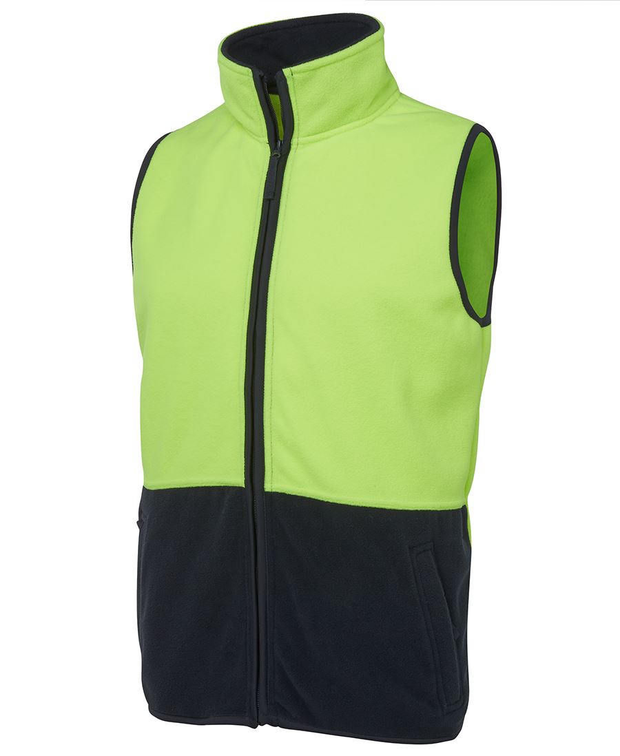 6HVPV - JB's Wear - Hi-Vis Polar Vest Lime/Navy