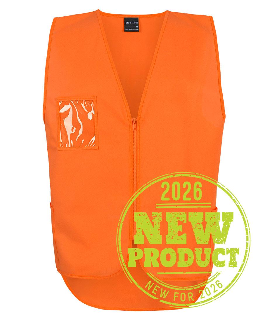 6HVSW - JB's Wear - Hi Vis Zip Drop Tail Safety Vest