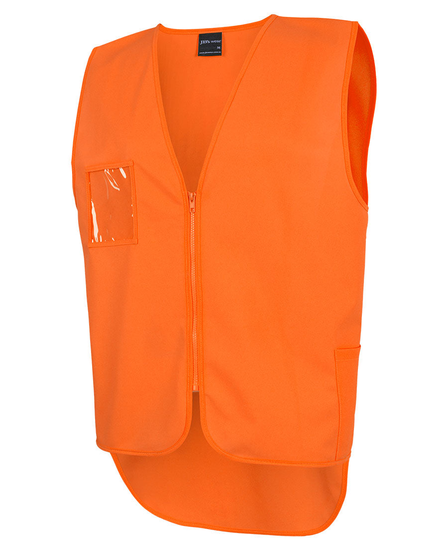 6HVSW - JB's Wear - Hi Vis Zip Drop Tail Safety Vest