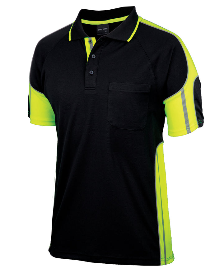 6SPPS - JB's Wear - Street Panel S/S Polo Black/Lime