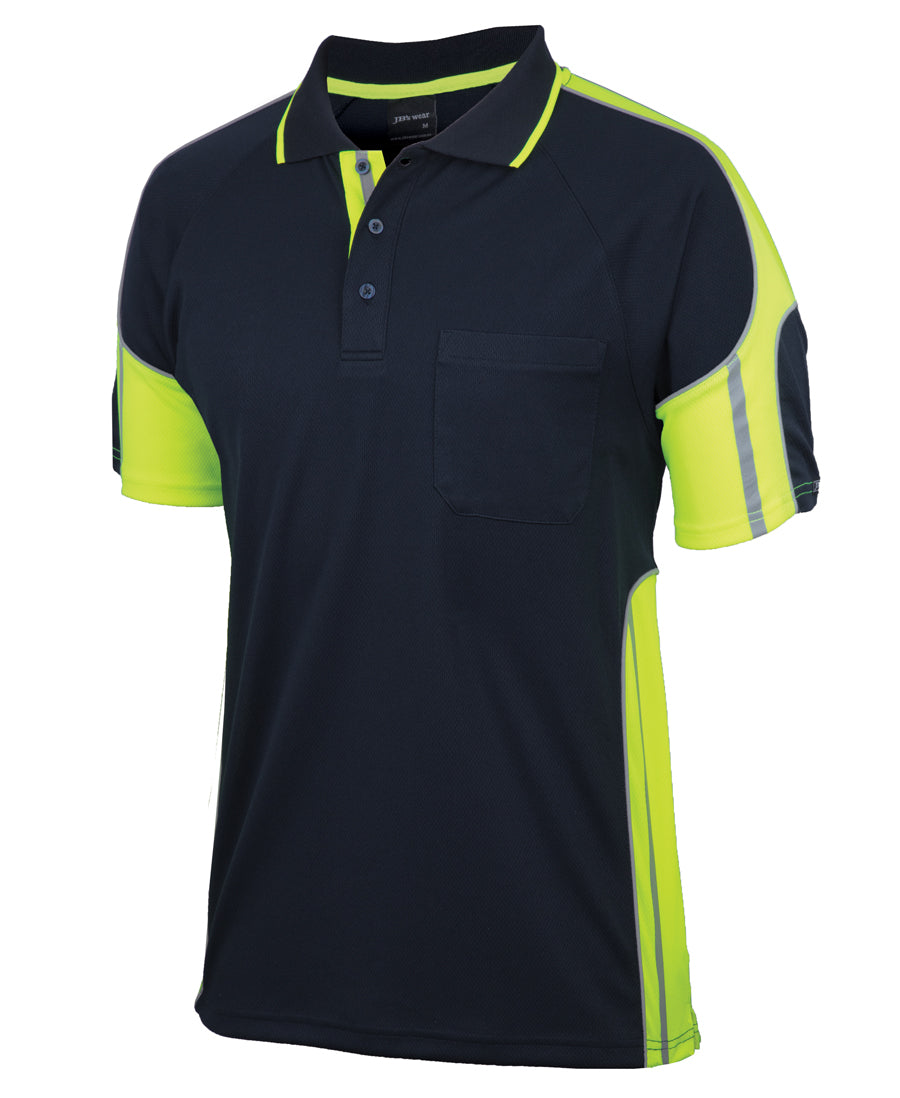 6SPPS - JB's Wear - Street Panel S/S Polo Navy/Lime