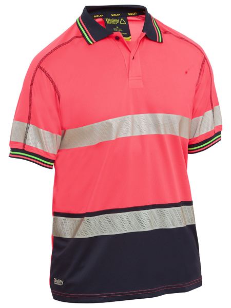 BK1219T - Bisley - Taped Two Tone Hi-Vis Polyester Mesh Polo