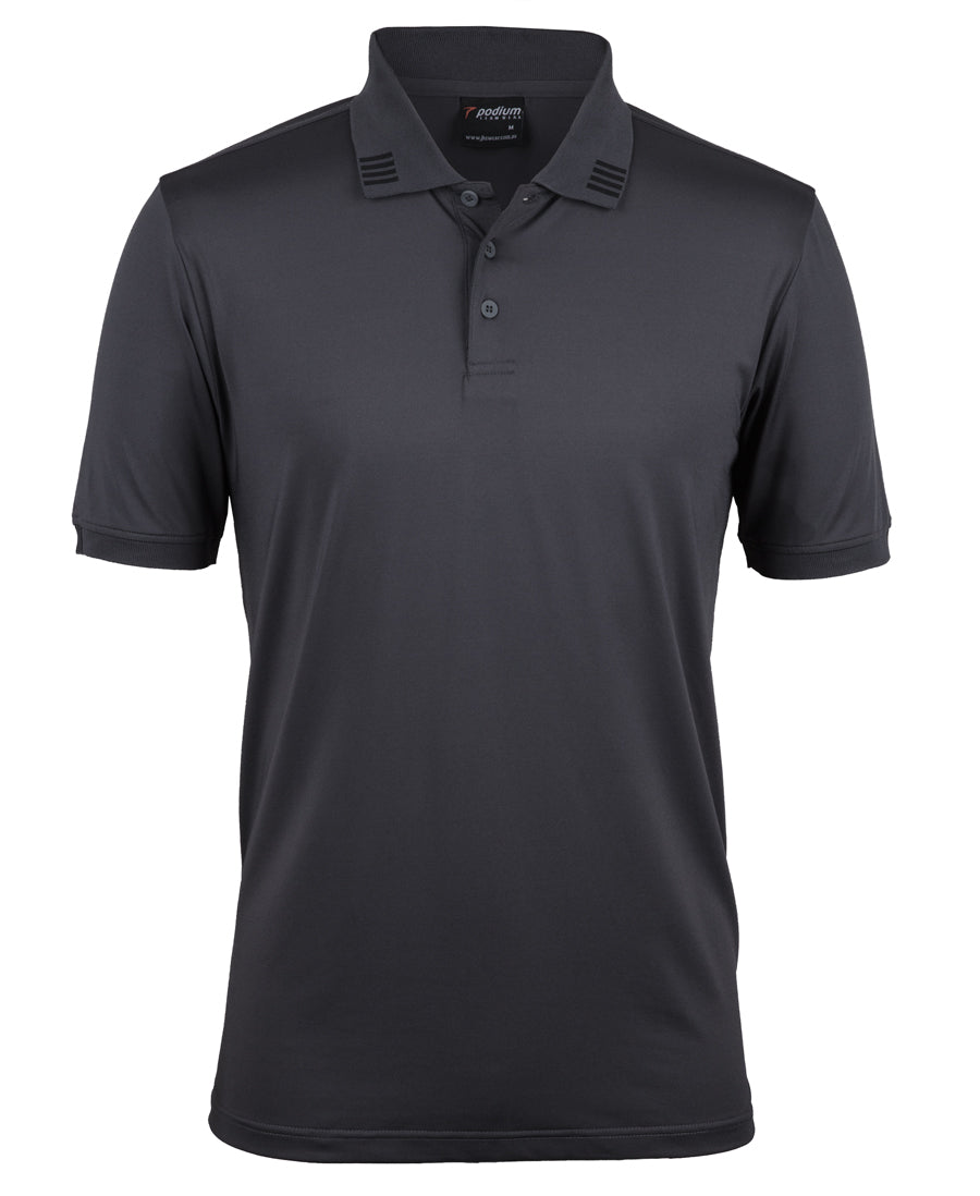 7S4P - JB's Wear - Podium 4 Stripe Short Sleeve Polo Charcoal/Black