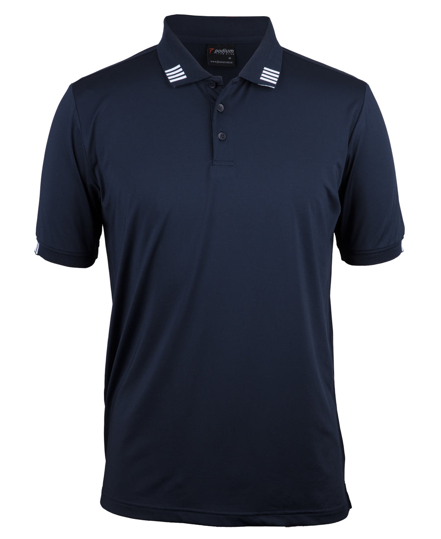 7S4P - JB's Wear - Podium 4 Stripe Short Sleeve Polo Navy/White 