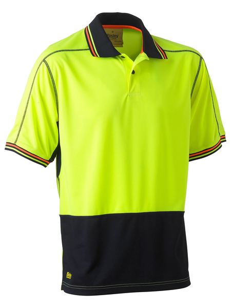 BK1219 - Bisley - Hi-Vis Polyester Mesh Polo Yellow/Navy