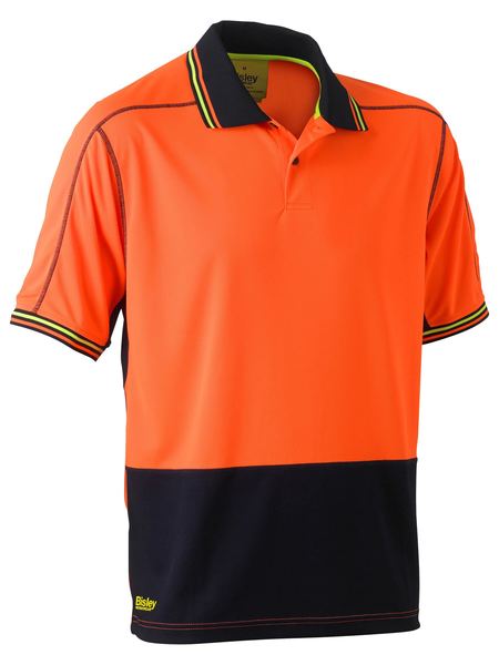 BK1219 - Bisley - Hi-Vis Polyester Mesh Polo Orange/Navy