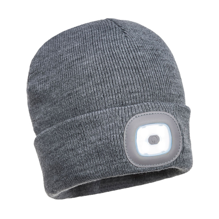 B029 - Portwest - Beanie LED Head Light USB Rechargeable - Grey