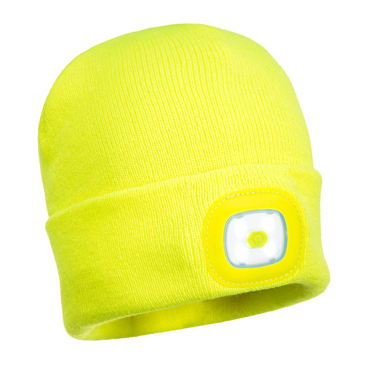 B029 - Portwest - Beanie LED Head Light USB Rechargeable - Yellow