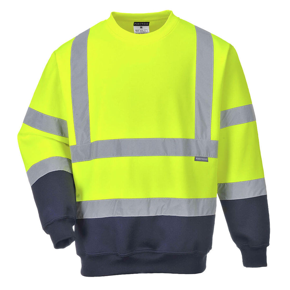 B306 - Two Tone Hi-Vis Sweatshirt Yellow/Navy