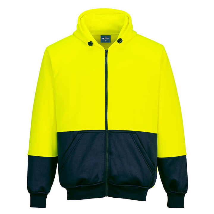 B327 - Hi-Vis Two-Tone Zip Hoodie Yellow/Navy