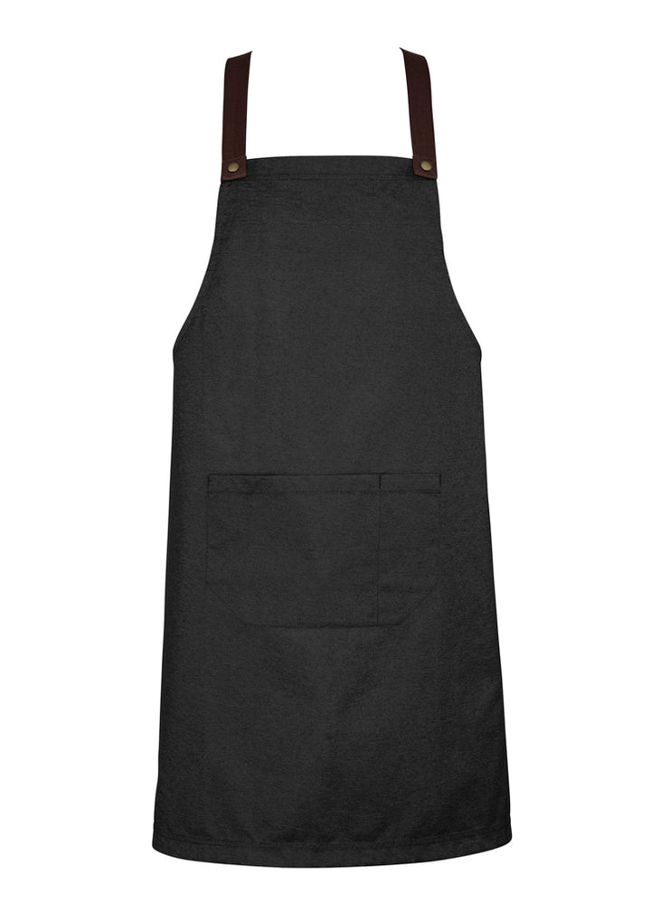 BA55 - Biz Collection - Urban Bib Apron (contrasting BA52 colour strap options) - Slate-Chocolate