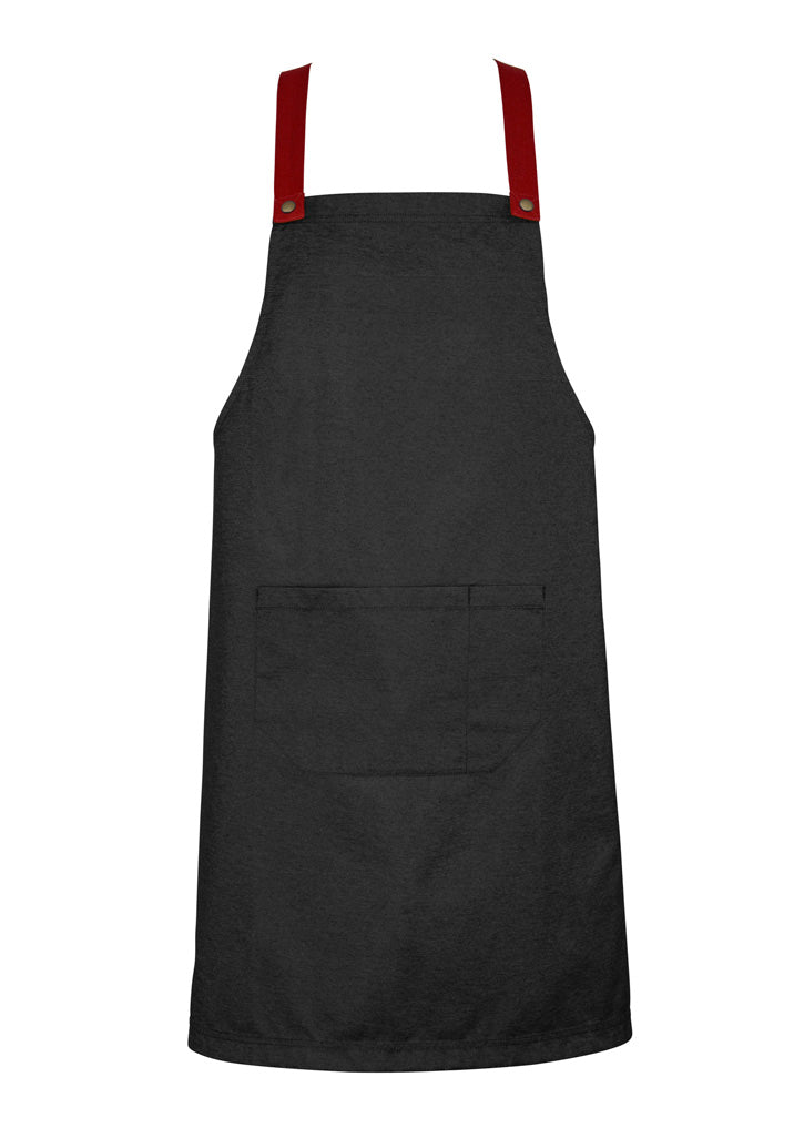 BA55 - Biz Collection - Urban Bib Apron (contrasting BA52 colour strap options) - Black-Red