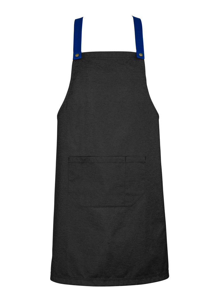 BA55 - Biz Collection - Urban Bib Apron (contrasting BA52 colour strap options) - Black-Royal