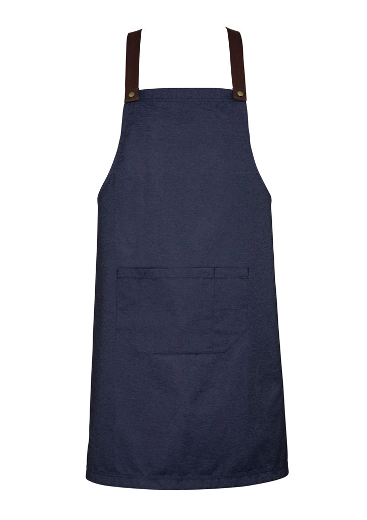 BA55 - Biz Collection - Urban Bib Apron (contrasting BA52 colour strap options) - Blue-Chocolate