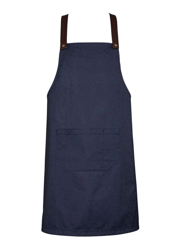 BA55 - Biz Collection - Urban Bib Apron (contrasting BA52 colour strap options) - Blue-Chocolate