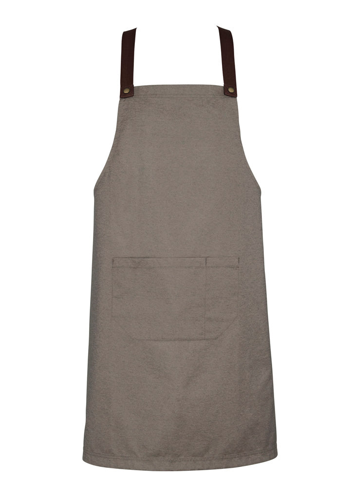 BA55 - Biz Collection - Urban Bib Apron (contrasting BA52 colour strap options) - Natural-Choclate