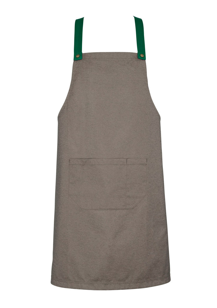 BA55 - Biz Collection - Urban Bib Apron (contrasting BA52 colour strap options) - Natural-Green