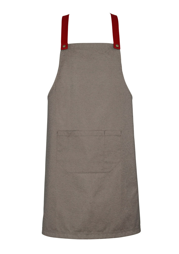 BA55 - Biz Collection - Urban Bib Apron (contrasting BA52 colour strap options) - Natural-Red