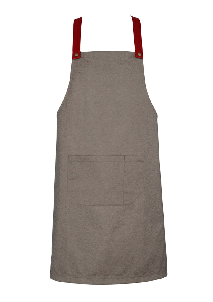 BA55 - Biz Collection - Urban Bib Apron (contrasting BA52 colour strap options) - Natural-Red