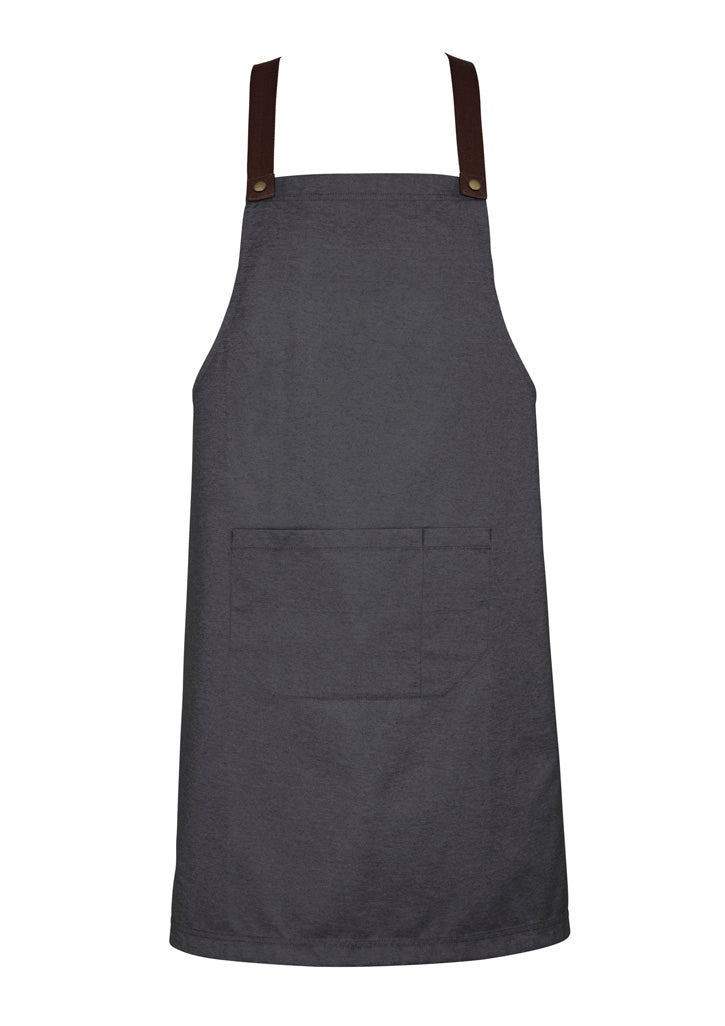 BA55 - Biz Collection - Urban Bib Apron (contrasting BA52 colour strap options) - Slate-Chocolate