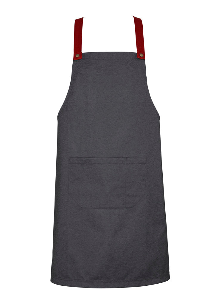 BA55 - Biz Collection - Urban Bib Apron (contrasting BA52 colour strap options) - Slate-Red