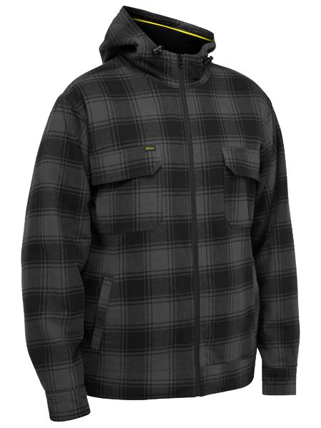BJ6102 - Bisley - Zip Hoodie with Sherpa Lining Charcoal Check