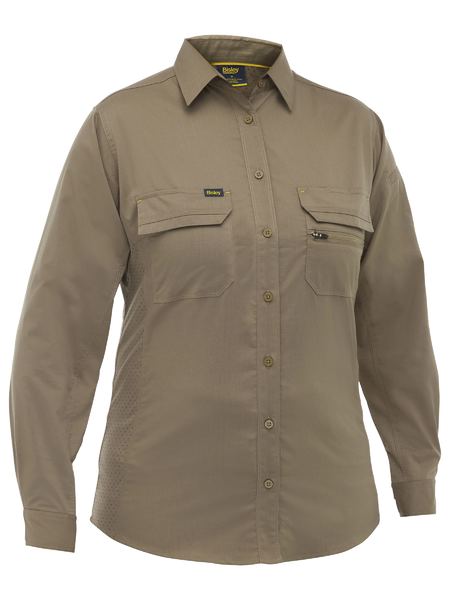 BL6490 -  Bisley - Womens Airflow Stretch Airflow Ripstop Shirt - Import Colours - Khaki