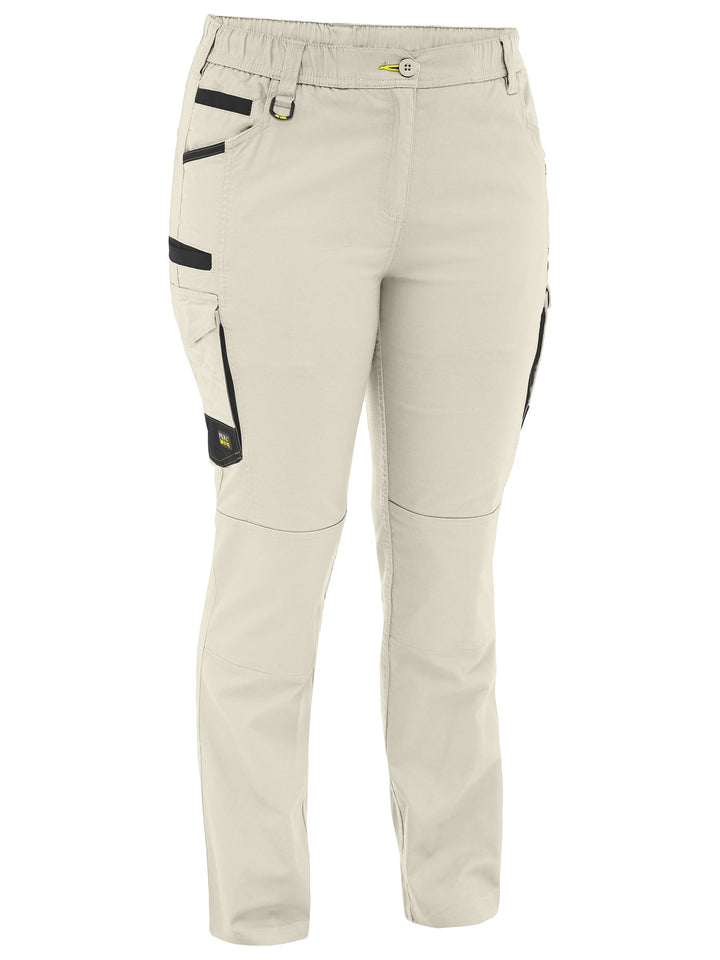 BPCL6338 - Women's Flx & Move Stretch Canvas Elastic Waist Cargo Pants - stone